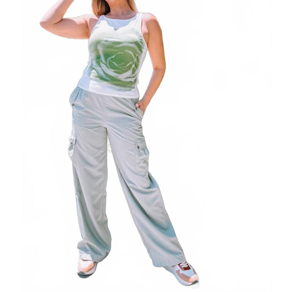 NEW EMORY PARK drawstring wide leg cargo pants in khaki
